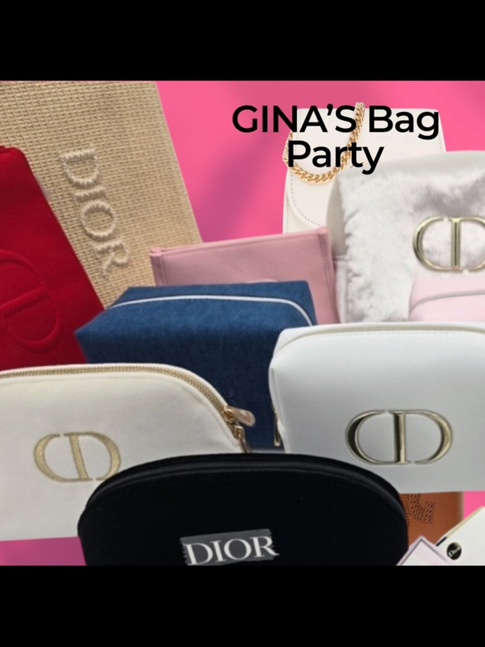 Assorted Cosmetic Pouch Set — White, Black, Pink, Blue, Red, Cream